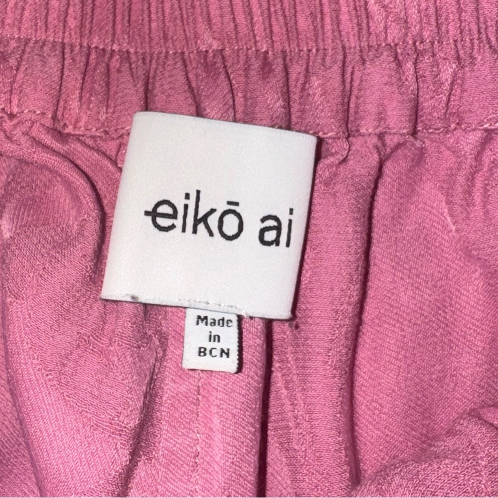 Eik Ai High Waist Pink Floral Wrap Waist Cropped Pants Sophisticated Luxury M — image 3 of 8